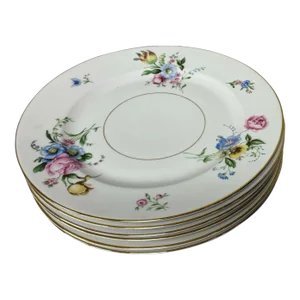 Mid 20th Century Heinrich Selb Bavaria Floral Decorated Dinner Plates- Set of 6