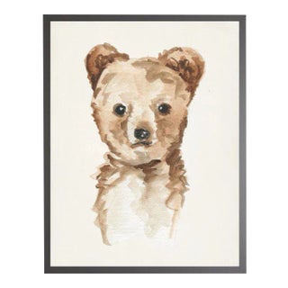 Watercolor Baby Cub Framed Print - 23" X 29" For Sale