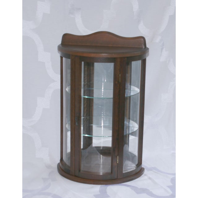 Vintage Wood & Glass Half Moon 2 Shelf Hanging or Table Top Curio Display Chairish