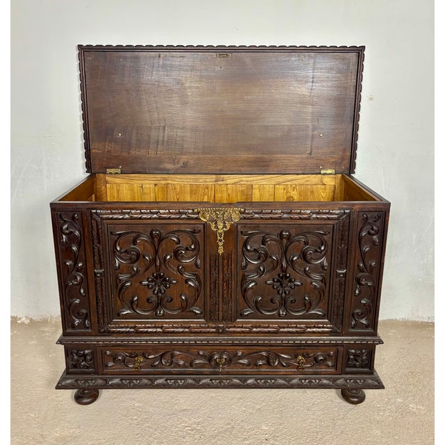 Spanish Carved Blanket Chest, 1920 For Sale - Image 10 of 17