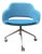 Gemma Bernal “Martini” Swivel Chair for Source International – Teal Bouclé, Chrome Caster Base For Sale