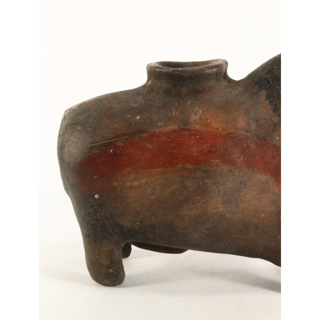 Huge 19th C. Spanish Colonial Cusco Pottery Bull Shaped Terracotta Chicha Vessel For Sale In Houston - Image 6 of 18
