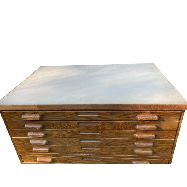 Industrial Vintage Hamilton Large-Format Oak Flat File Cabinet – 15 Drawer Modular Architect’s Plan Cabinet, Original Finish For Sale - Image 3 of 8