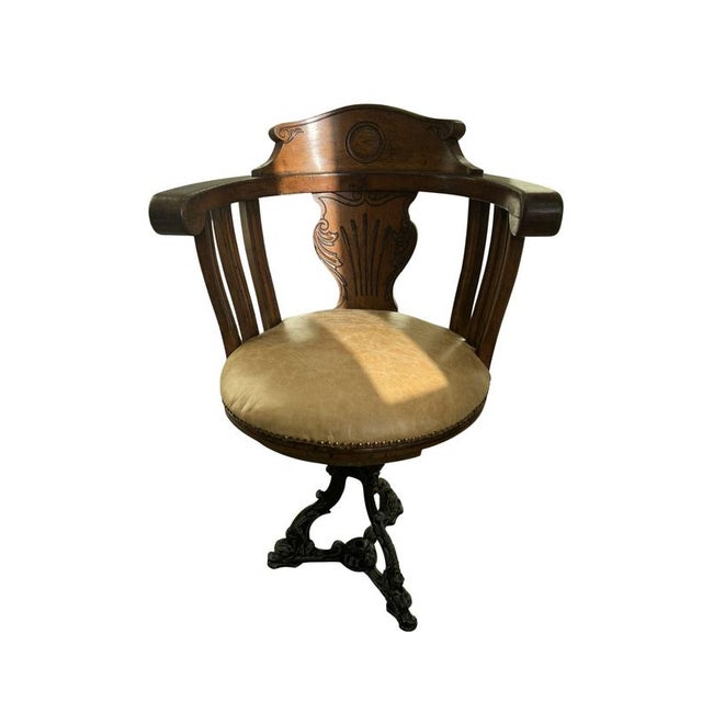 Cast Iron and Oak Captains Chair For Sale - Image 13 of 13