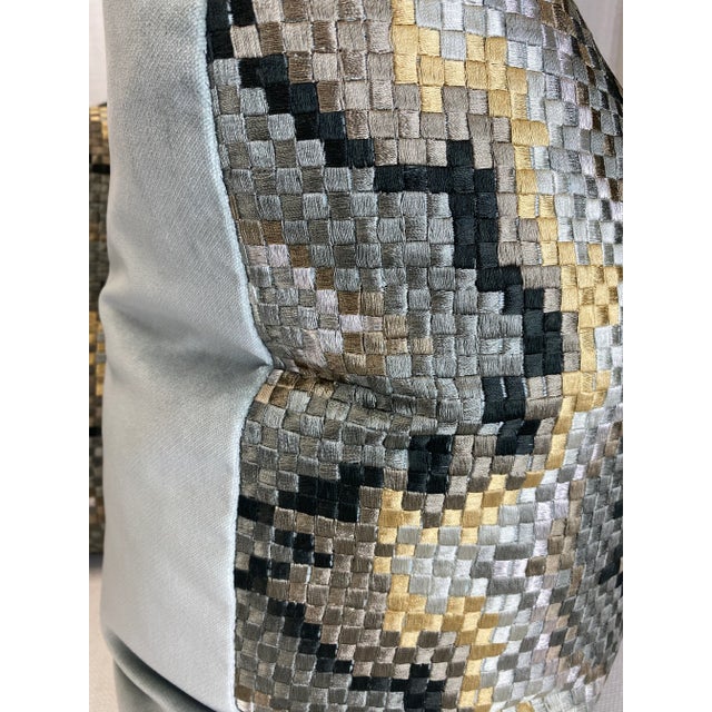 Transitional Beacon Hill "Copa Mosaic Platinum" 22" Pillows - a Pair For Sale - Image 3 of 6