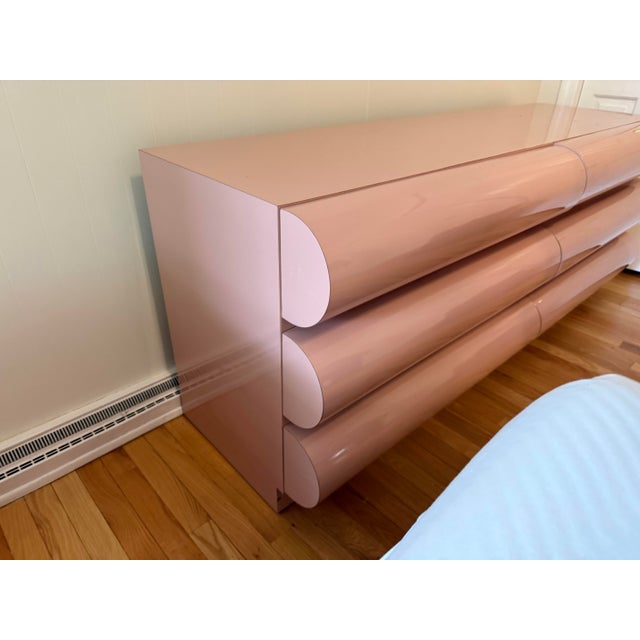 1980s 1980s Postmodern Pink Laminate Bullnose Lowboy Dresser For Sale - Image 5 of 5