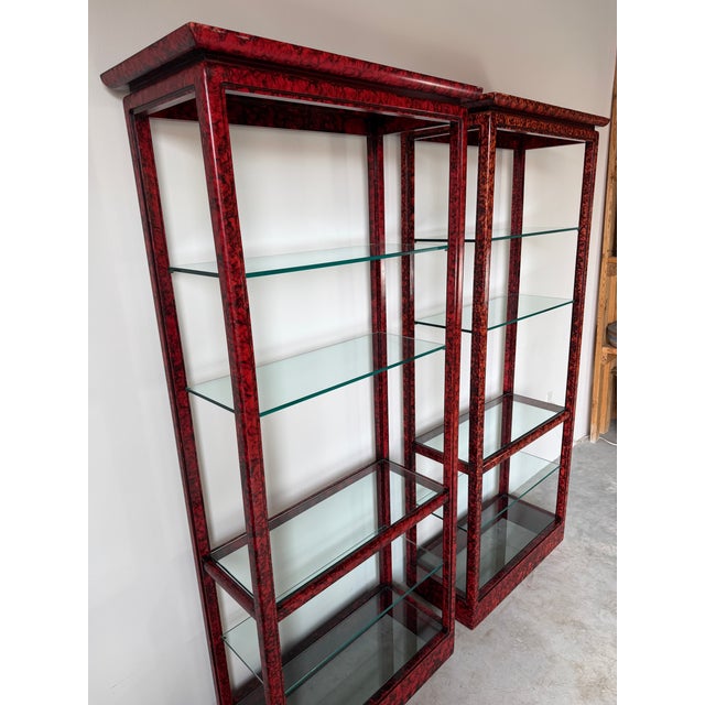 1970s Hollywood Regency Faux Tortoiseshell Five-Tier Étagères – A Pair For Sale In Miami - Image 6 of 12