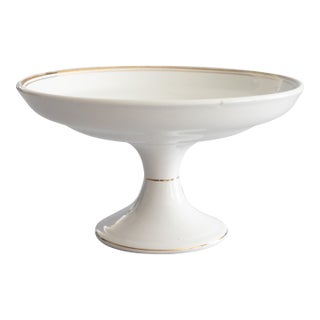 Antique Belgian White Ironstone Gilt Pedestal Compote For Sale
