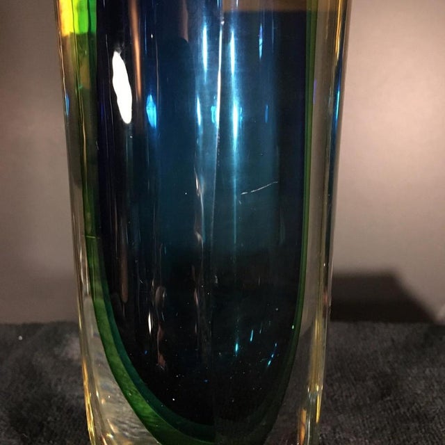 Blue and Green Sommerso Murano Glass Vase by Flavio Poli for Murano, 1960s For Sale - Image 9 of 14