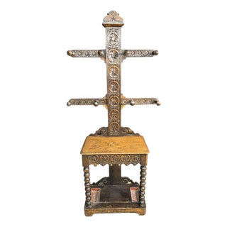 Carved Oak Hallstand, 1870 For Sale
