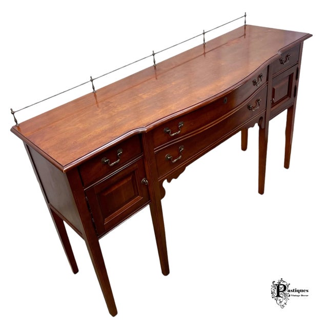 Brown Vintage Broyhill Chippendale Style Cherry Sideboard For Sale - Image 8 of 13