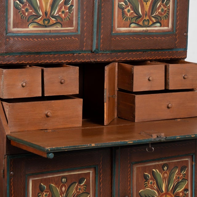19th-Century Swedish Original Painted Pine Cabinet Secretary Dated 1840 For Sale - Image 9 of 11