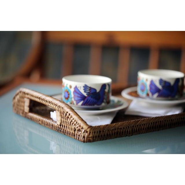 2020s Artifacts Rattan Rectangular Serving Tray with High Handles in Honey Brown - 14" For Sale - Image 5 of 13