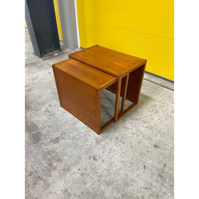 Wood Mid 20th Century Set of Two Teak Nesting Side Tables For Sale - Image 7 of 8