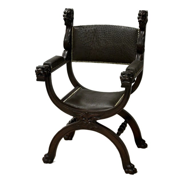 Late 19th Century Renaissance Revival Lion Motif Arm Chair For Sale