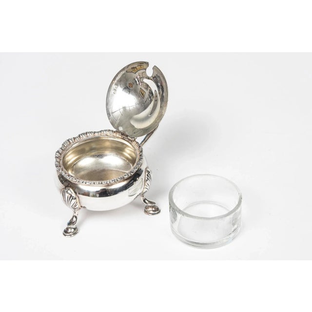 Early 20th Century Mappin & Webb Sterling Silver Footed Mustard Pot With Glass Liner, Circa 1929 For Sale - Image 5 of 10