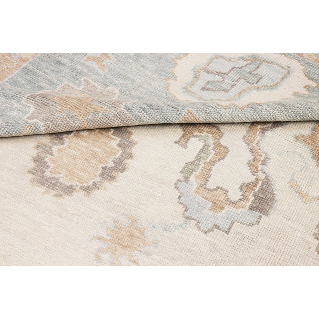 Transitional Pasargad Home Oushak Ivory/L.Blue Wool Area Rug-12' 2'' X 15' 2'' For Sale - Image 3 of 5