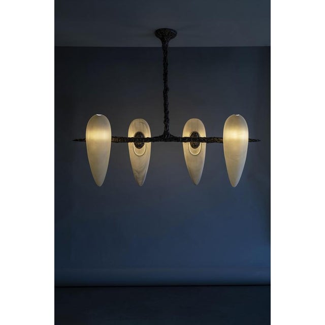 Metal LV-426 Horizontal Pendant in Patinated Cast Bronze by William Guillon For Sale - Image 7 of 16