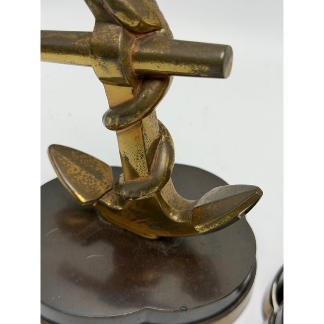 1970s Vintage Nautical Brass Anchor Bookends For Sale - Image 5 of 9