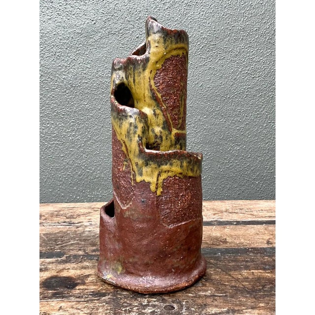 Contemporary Vintage Abstract Pottery Vase For Sale - Image 3 of 12