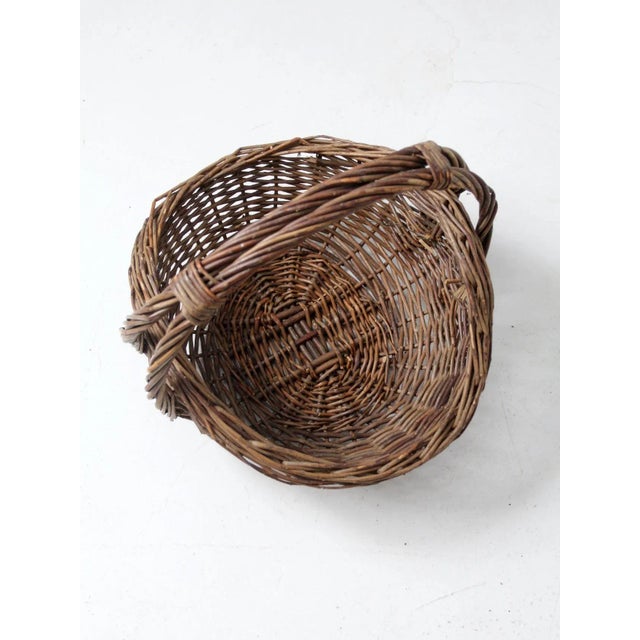 Vintage Wicker Harvest Basket For Sale - Image 12 of 12