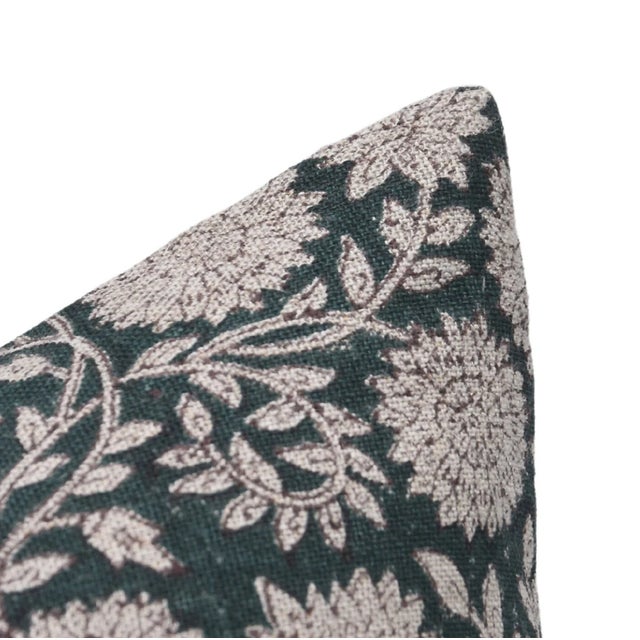 Art Deco Fabdivine Handmade Block Print Decorative Cushion Cover Thick Linen 16x16 Inch Rajat For Sale - Image 3 of 5