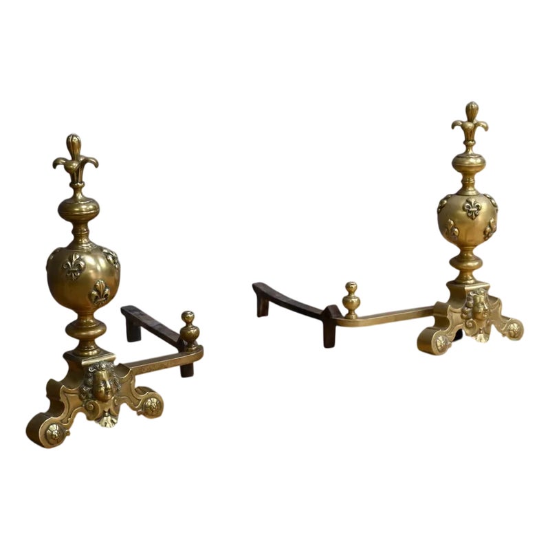 Gilt Bronze Andirons, Early 19th Century, Set Of 2