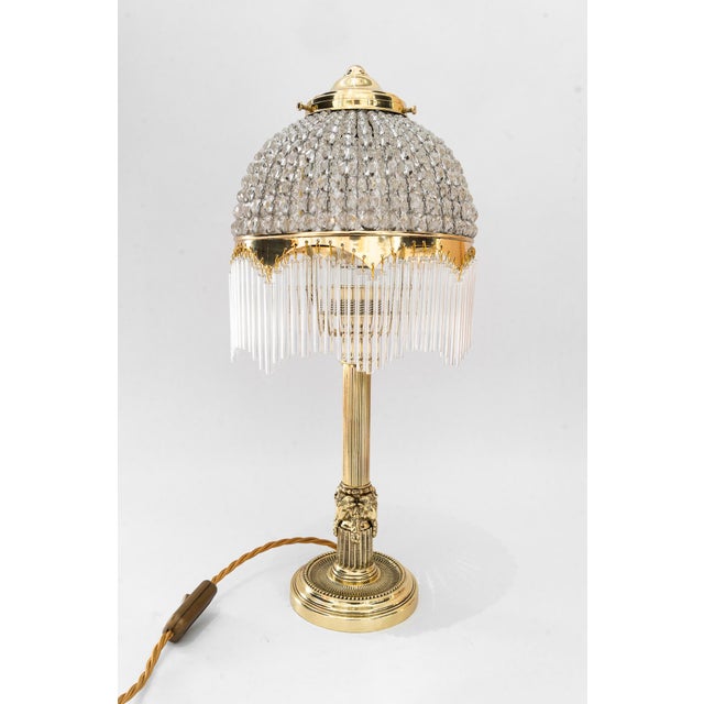 1920s Art Deco Table Lamp with Cut Glass Shade and Glass Sticks, Vienna, Austria, 1920s For Sale - Image 5 of 18