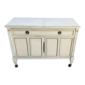 Fancher Furniture White Enameled French Slide-Top Rolling Bar / Buffet