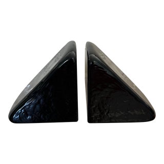 Pair of Mid Century Modern Hand Made Triangular Blenko Bookends For Sale