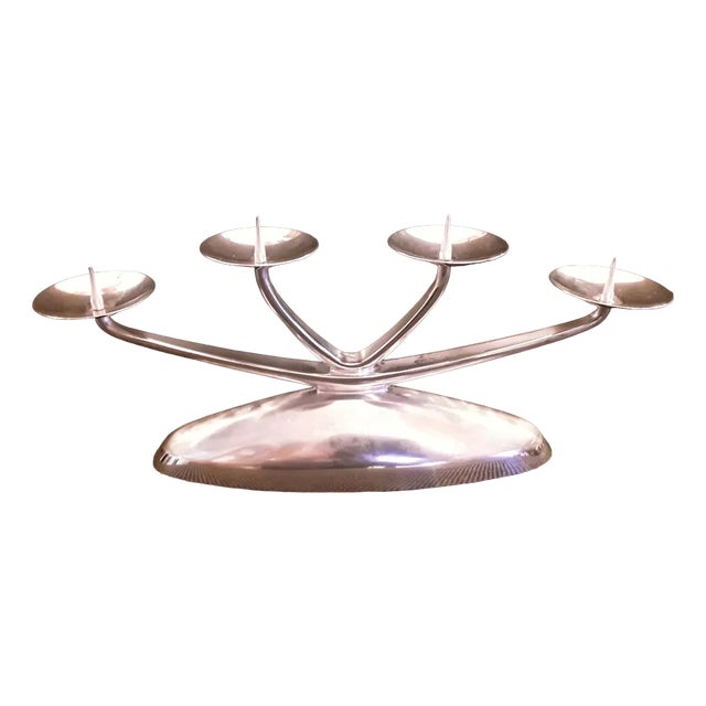 Vintage Ikora Candleholder in Silver-Plated Metal from WMF, 1950s For Sale