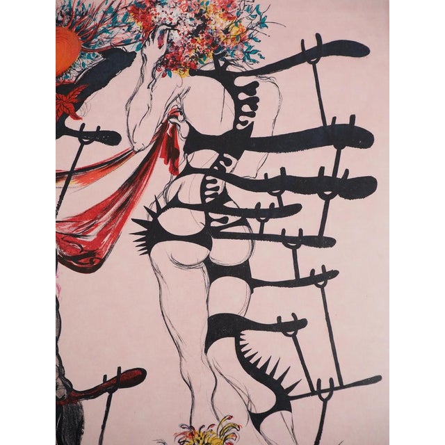 Salvador Dali, Costumes for Tristan Fou, Flower Women, Original Signed Lithograph For Sale - Image 9 of 11