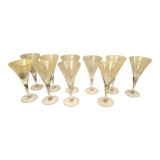 Vintage Mid-Century Modern Dorothy Thorpe Martini Glasses Yellow Satin - 10 pcs For Sale