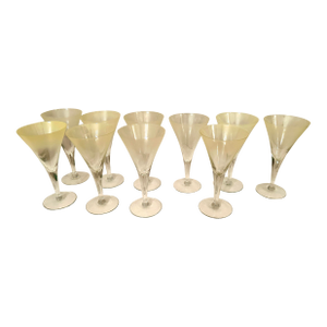 Vintage Mid-Century Modern Dorothy Thorpe Martini Glasses Yellow Satin - 10 pcs