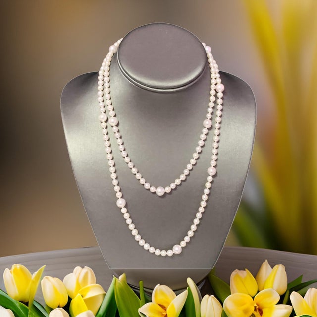 Akoya Pearl Necklace 14k Yellow Gold 37.25" 8.5 mm Certified For Sale - Image 10 of 14