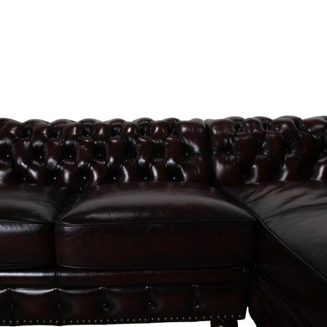 Vintage Chesterfield Leather Reddish Brown Chestnut Corner Sofa For Sale - Image 4 of 15