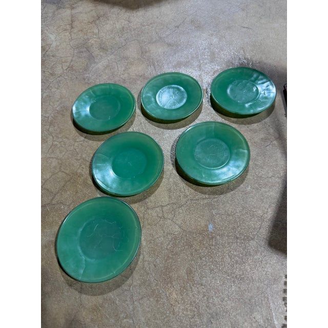 1930s 1930s J. Pressman & Co. Vintage Molded Depression Glass Children’s Toy Tea & Dinnerware Set - Set of 38 For Sale - Image 5 of 11