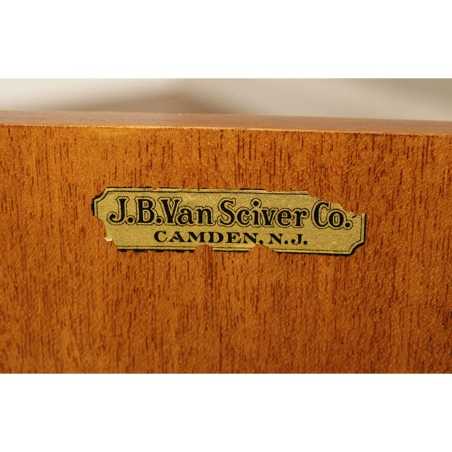 J.B. Van Sciver Company Mid Century Modern Parquetry Satinwood Nightstand Cabinet For Sale - Image 4 of 13