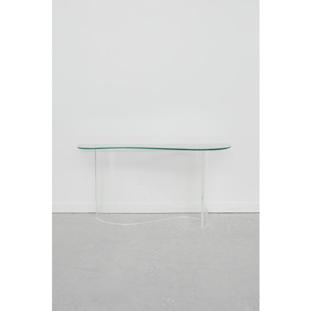 Postmodern Biomorphic Lucite and Glass Console Table For Sale - Image 3 of 5