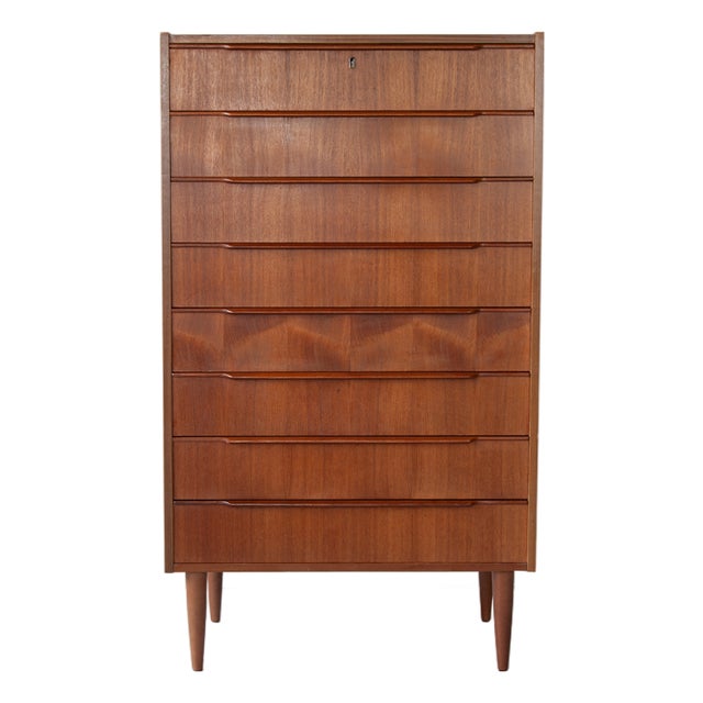Mid-Century Modern Teak Tallboy by Steens, Denmark, 1960s For Sale