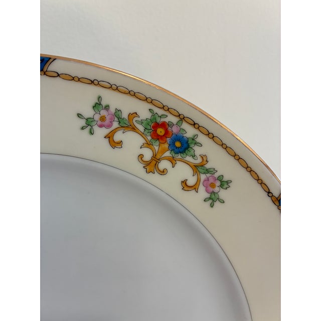 Cream Vintage Meito Japan Floral and Gold Dinner Plates – Set of 7 For Sale - Image 8 of 11