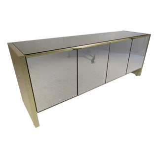 1980s Mid-Century Modern Mirrored Credenza For Sale