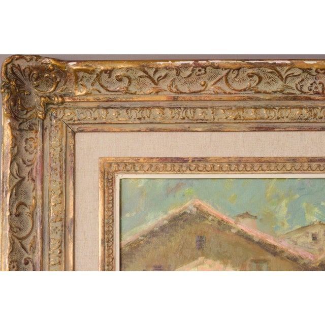 Palau Junca, Impressionist Painting with River and Chalets, Oil on Canvas, Framed For Sale - Image 12 of 15