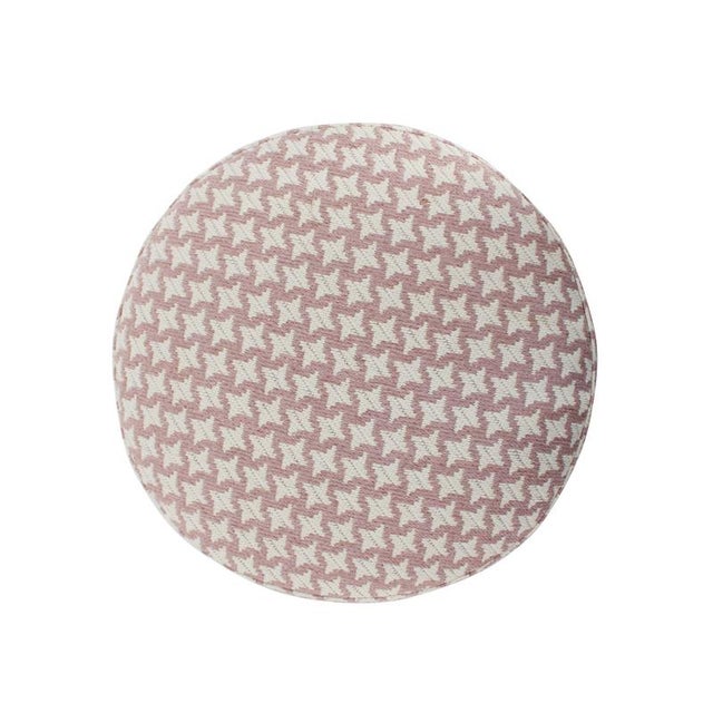 Mid-Century Footstool with Pink Geometric Fabric, Italy, 1950 For Sale - Image 6 of 9