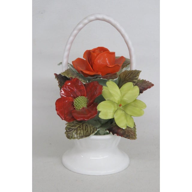 Late 20th Century Royal Adderley Ceramic Bone China Flower Basket Figurine Made in England 5157b For Sale - Image 5 of 16