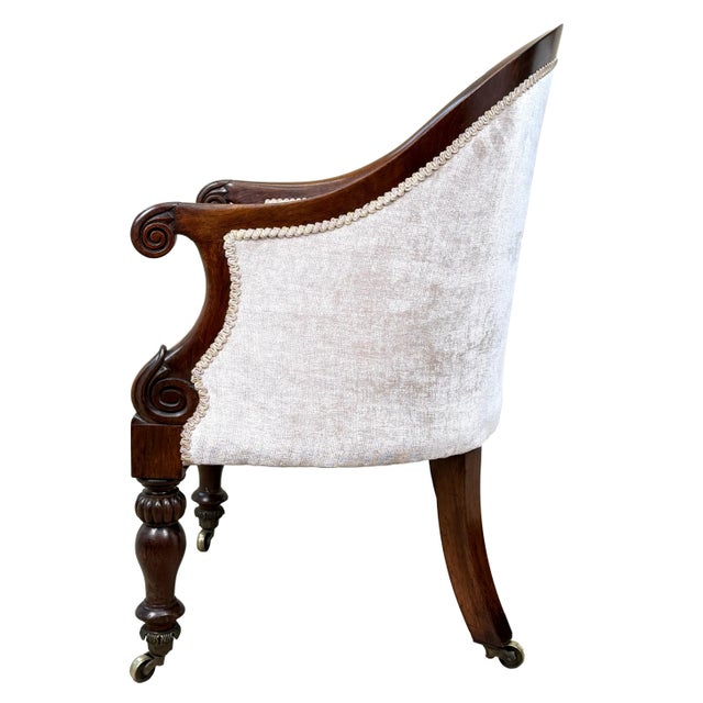 19th Century English Regency Rosewood Tub Library Armchair For Sale - Image 4 of 15