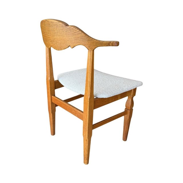 Mid-Century Modern Henning Kjærnulf Carved Oak Dining Chairs, Denmark, 1960s For Sale - Image 3 of 4