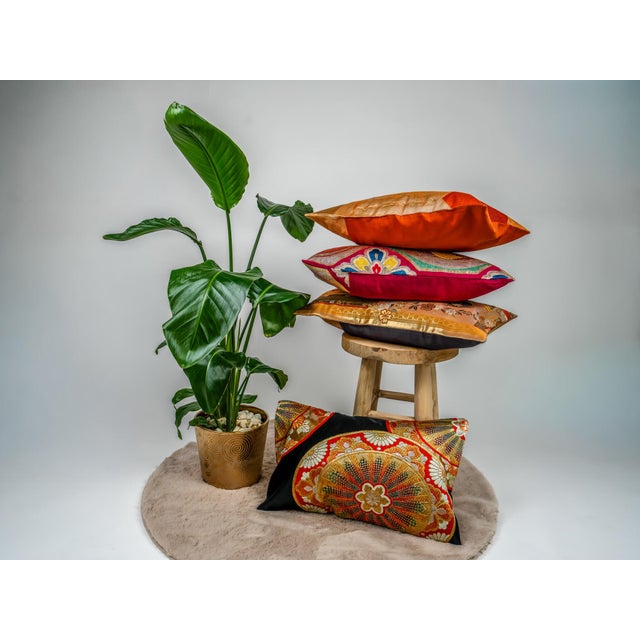 Early 21st Century Japanese Ceremonial Silk Lumbar Cushion by Renaras For Sale - Image 5 of 7