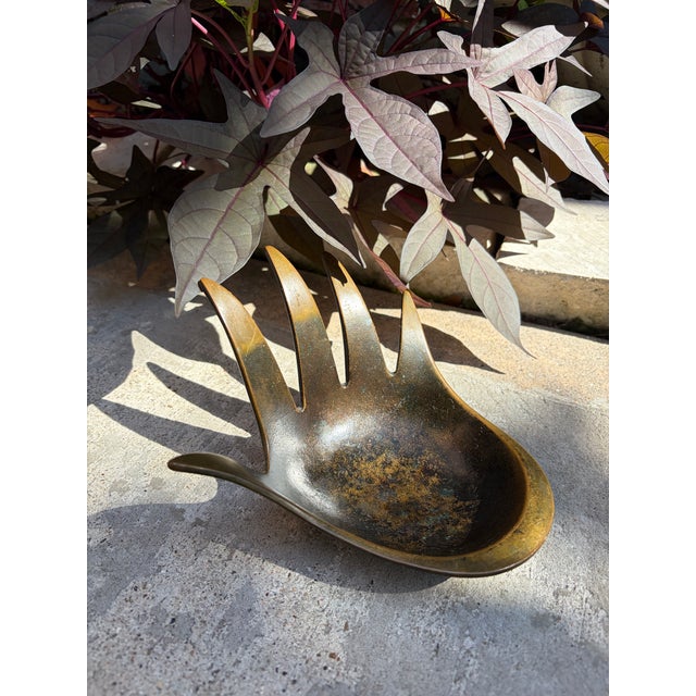 Vintage Brutalist Walter Bosse Sculptural Bronze Hand Bowl or Ashtray, Herta Baller, Austria, 1950s For Sale In Houston - Image 6 of 12