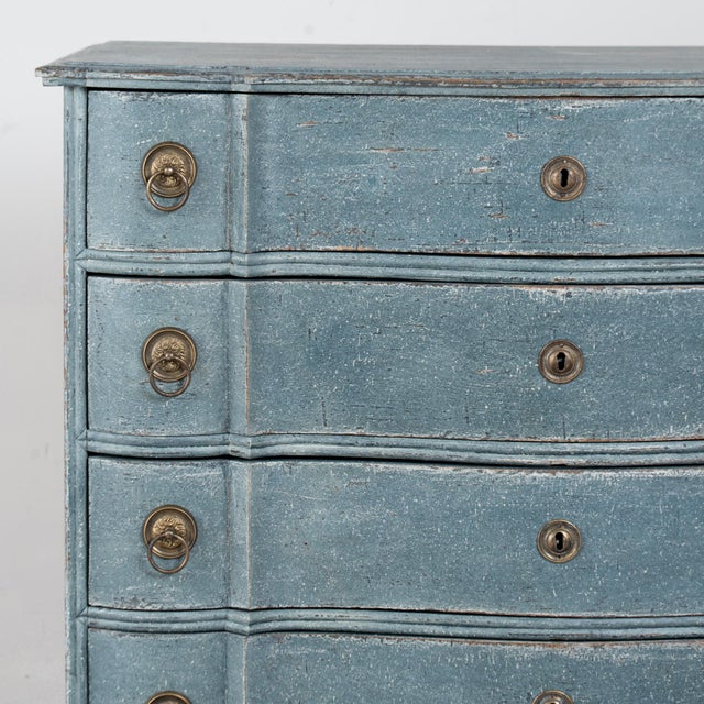 Blue Late 18th Century Blue Swedish Rococo Chest of Four Drawers For Sale - Image 8 of 18